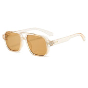 Retro Double Beam Sunnies Leopard Print Eyewear PC Unisex Polarized Sunglasses Square Frame Lightweight Anti-UV Glasses Men