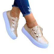 Lace - up Flats Sneakers Women Rivet Casual Shoes