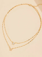 Double Layer Butterfly Pendant Necklace