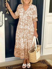 Madeline | Boho Floral V-Neck Dress
