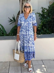 Madeline | Boho Floral V-Neck Dress