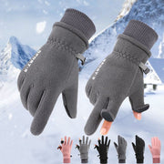 Outdoor Ski Riding Gloves | Grey Variant with Fleece Flip Cover