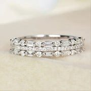Multilayer Ring Three - layer Fine Circle Line Setting For Women Full Finger Rings Jewelry Gifts