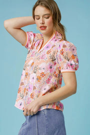 Floral Print Puff Sleeve Blouse
