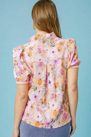 Floral Print Puff Sleeve Blouse