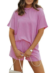 Full Size Ribbed Short Sleeve Top and Shorts Two - Piece Set Plus Size