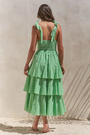 Jade By Jane Full Size Sleeveless Gingham Print Tiered Midi Dress Plus Size | Retail Flare