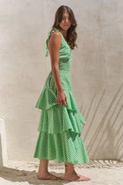 Jade By Jane Full Size Sleeveless Gingham Print Tiered Midi Dress Plus Size | Retail Flare