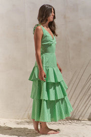 Jade By Jane Full Size Sleeveless Gingham Print Tiered Midi Dress Plus Size | Retail Flare