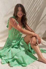 Jade By Jane Full Size Sleeveless Gingham Print Tiered Midi Dress Plus Size | Retail Flare