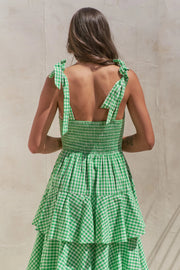 Jade By Jane Full Size Sleeveless Gingham Print Tiered Midi Dress Plus Size | Retail Flare