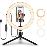 10-Inch Ring Light – Adjustable LED lighting for selfies, streaming, and video calls