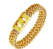 Stainless steel jewelry men and women gold double - layer grinding chain bracelet