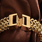 Stainless steel jewelry men and women gold double - layer grinding chain bracelet