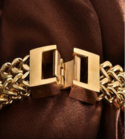 Stainless steel jewelry men and women gold double - layer grinding chain bracelet