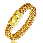 Stainless steel jewelry men and women gold double - layer grinding chain bracelet