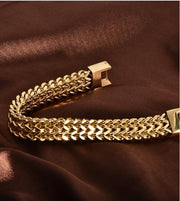 Stainless steel jewelry men and women gold double - layer grinding chain bracelet