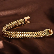 Stainless steel jewelry men and women gold double - layer grinding chain bracelet