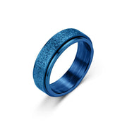 Blue Rainbow Spinner Ring – Sleek titanium ring with a rotating band, designed for focus and relaxation