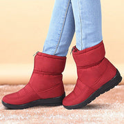 Ladies Winter Snow Boots – Red, thick-heel warm & stylish footwear for women